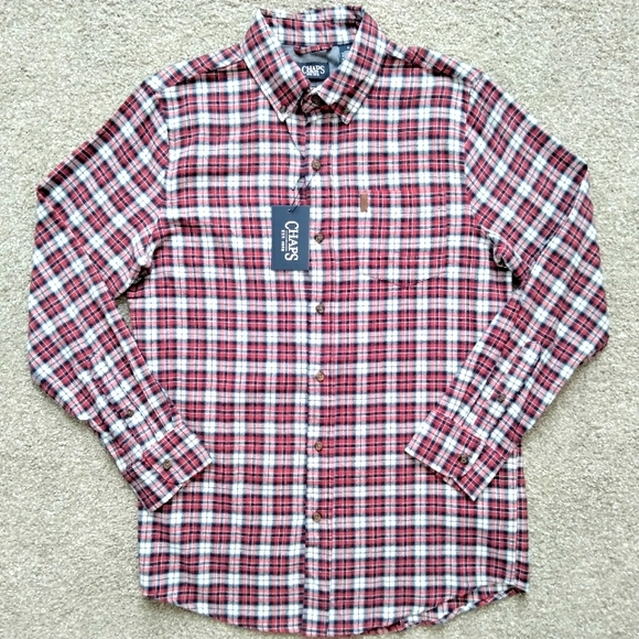 NWT S Chaps Red Brushed Flannel Button Up Shirt - Picture 11 of 11